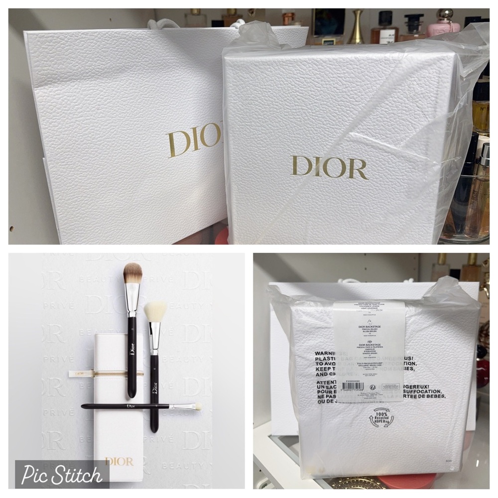 Dior 3 piece Brush Set and storage with shopper shopping  gift bag NIB